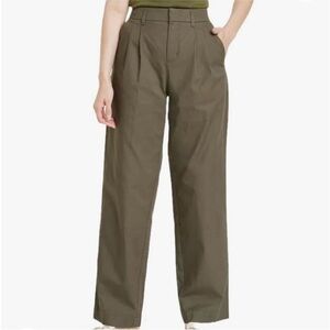 🆕 A New Day Olive Green Pleated Straight Leg Wide  Pants - Regular 14